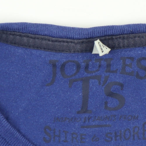 Joules Boys Blue Graphic Tiger Gorilla T-Shirt 7-8 Years Cotton Casual