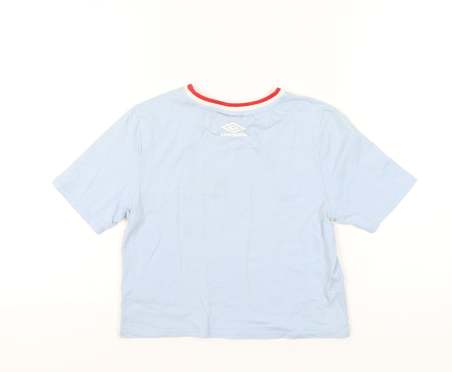 Umbro Women Blue S Ringer Embroidered Logo Cotton T-Shirt