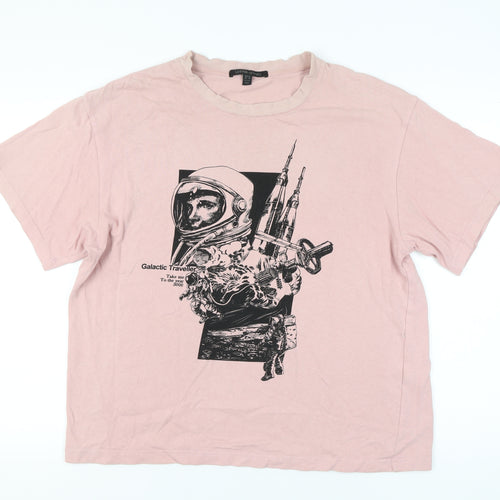 Urban Revivo Women’s Pink Graphic Cotton T-Shirt Size 22