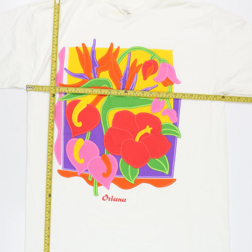 Heartland Apparel Women’s White Floral Graphic T-Shirt One Size