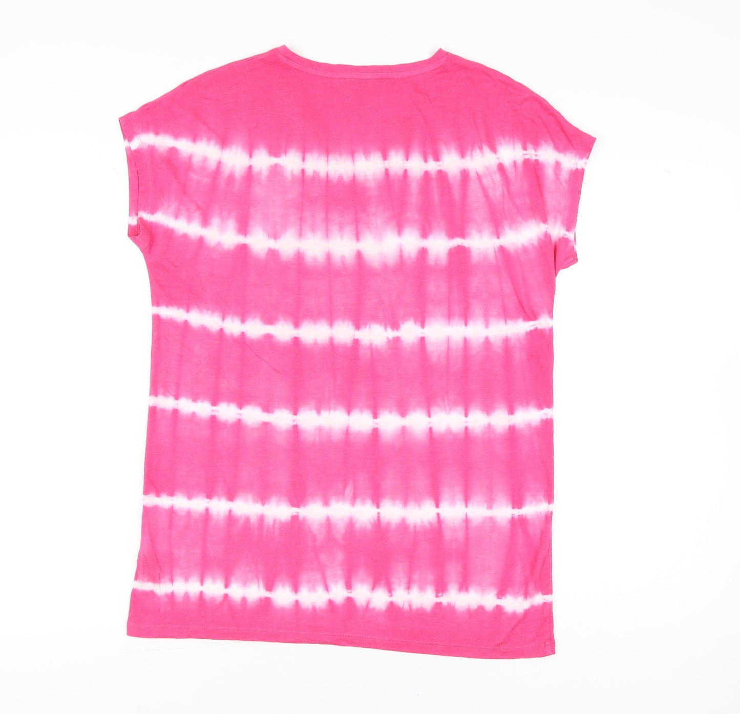 Marks and Spencer Womens Pink Tie Dye V-Neck T-Shirt UK 8