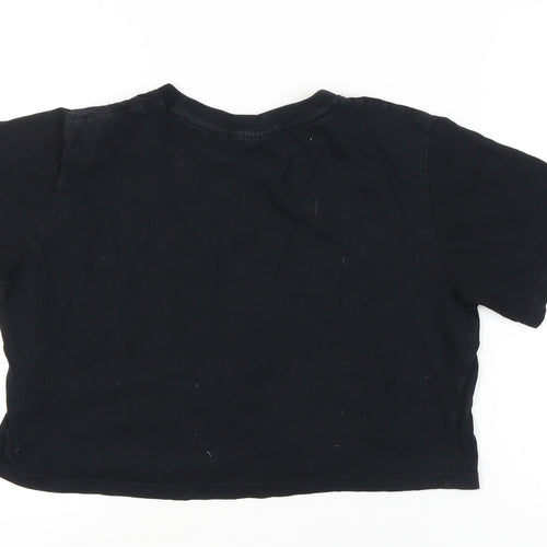 Fila Womens Black Cropped T-Shirt Crew Neck Size M Casual