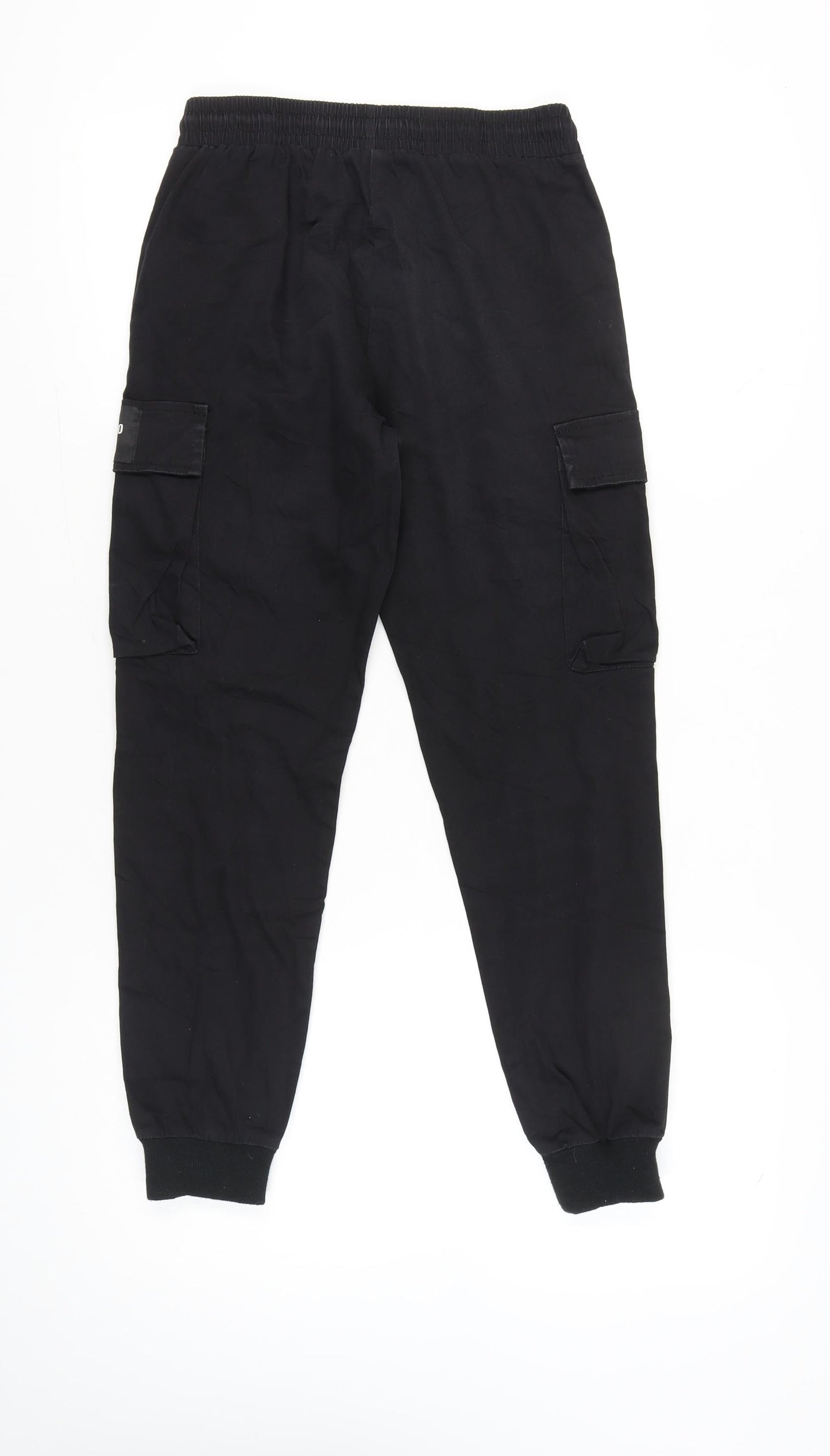 IL Sarto Boys Black Cargo Jogger Trousers 28in Waist Cotton Blend