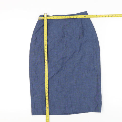 Marks and Spencer Women's Blue Size 10 Pencil Skirt High Waist Lined
