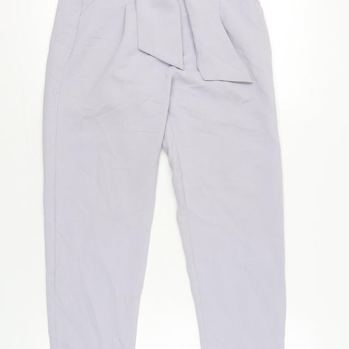Lost Ink Women’s Grey Size 6 Paperbag Tapered Trousers Belted Workwear