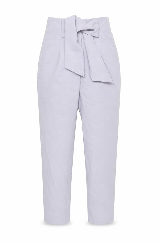 Lost Ink Women’s Grey Size 6 Paperbag Tapered Trousers Belted Workwear