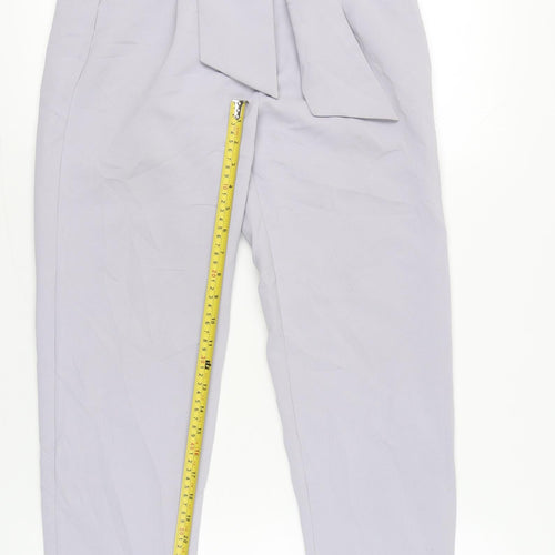 Lost Ink Women’s Grey Size 6 Paperbag Tapered Trousers Belted Workwear