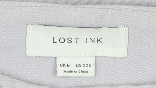 Lost Ink Women’s Grey Size 6 Paperbag Tapered Trousers Belted Workwear