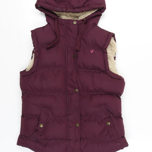 Atmosphere Womens Purple Hooded Puffer Waistcoat Size 10