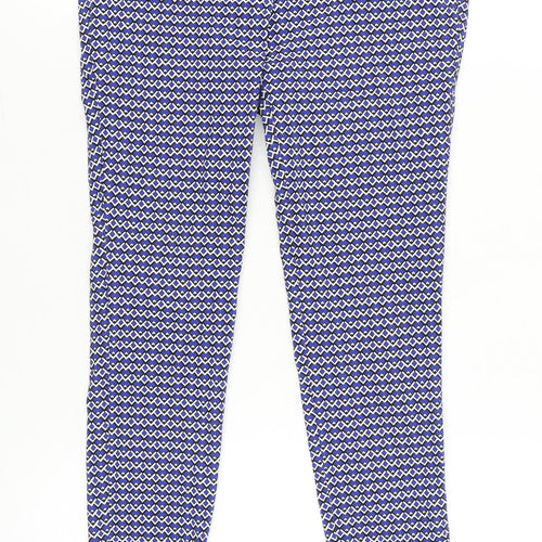 Dorothy Perkins Women’s Blue Geometric Slim Cropped Trousers Size 8