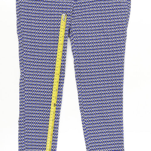 Dorothy Perkins Women’s Blue Geometric Slim Cropped Trousers Size 8
