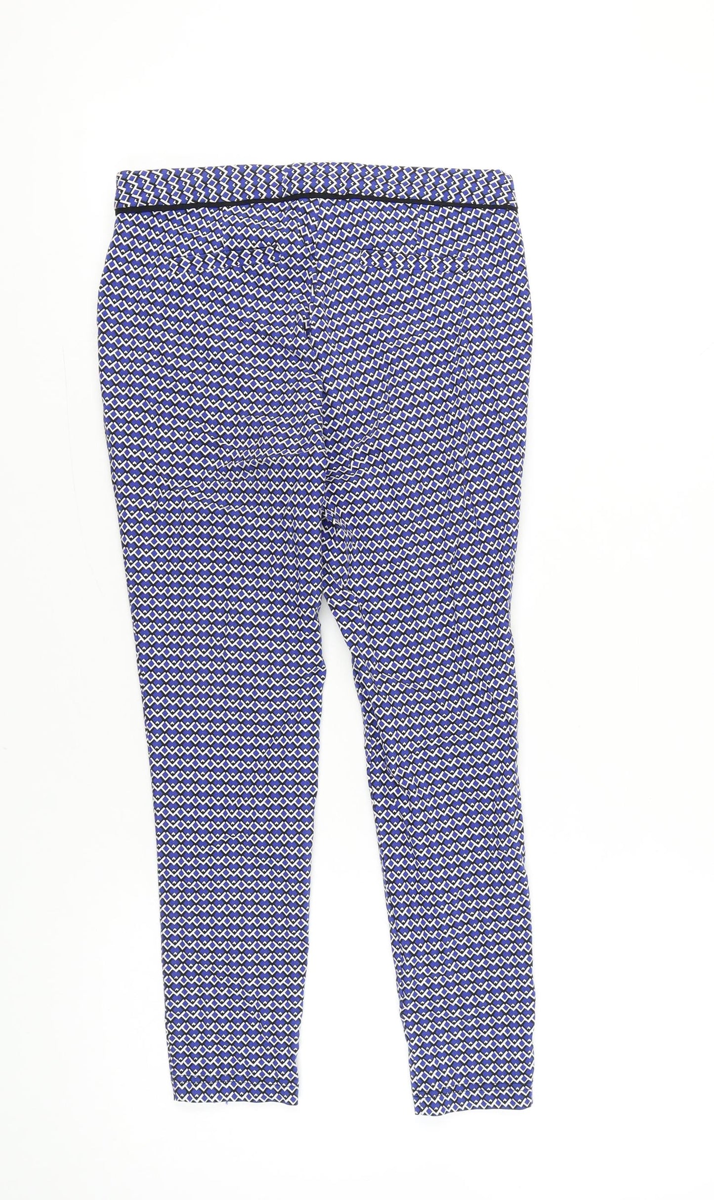 Dorothy Perkins Women’s Blue Geometric Slim Cropped Trousers Size 8