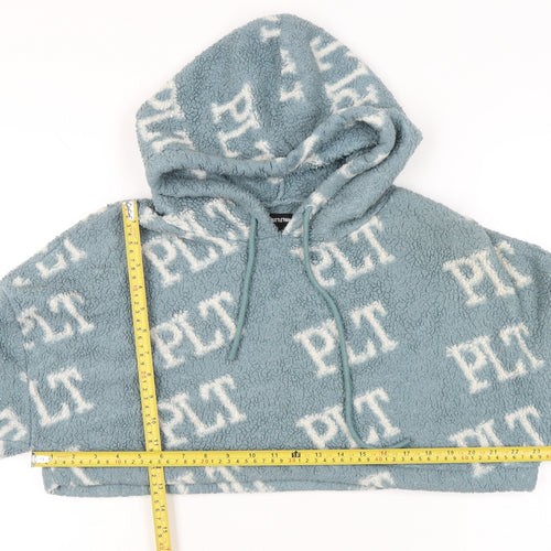PrettyLittleThing Women’s Blue Fleece Cropped Hoodie Size 8
