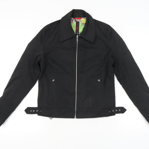 Damo Womens Black Size 10 Biker Jacket Cotton Blend