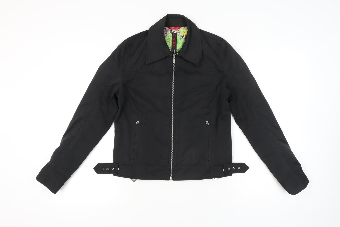 Damo Womens Black Size 10 Biker Jacket Cotton Blend
