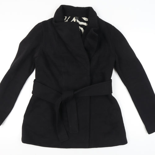 Forever 21 Womens Black Belted Mid-Length Overcoat Size M