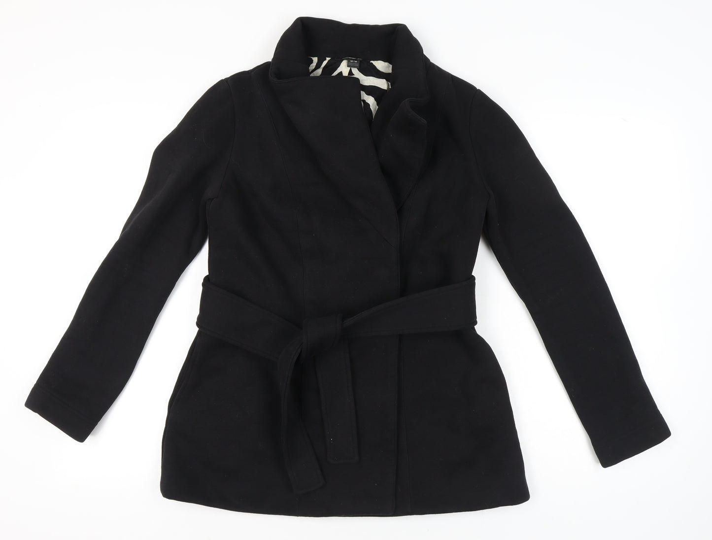 Forever 21 Womens Black Belted Mid-Length Overcoat Size M