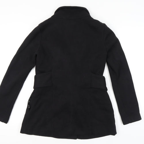 Forever 21 Womens Black Belted Mid-Length Overcoat Size M