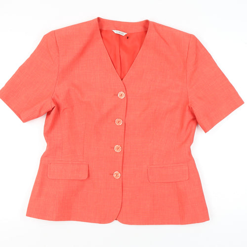 George Women’s Orange Suit Top Size 16 Polyester Short Sleeve Four-Button