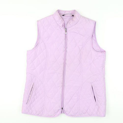 BM Casual Womens Purple Quilted Waistcoat Gilet Size 12 Zip Padded Vest
