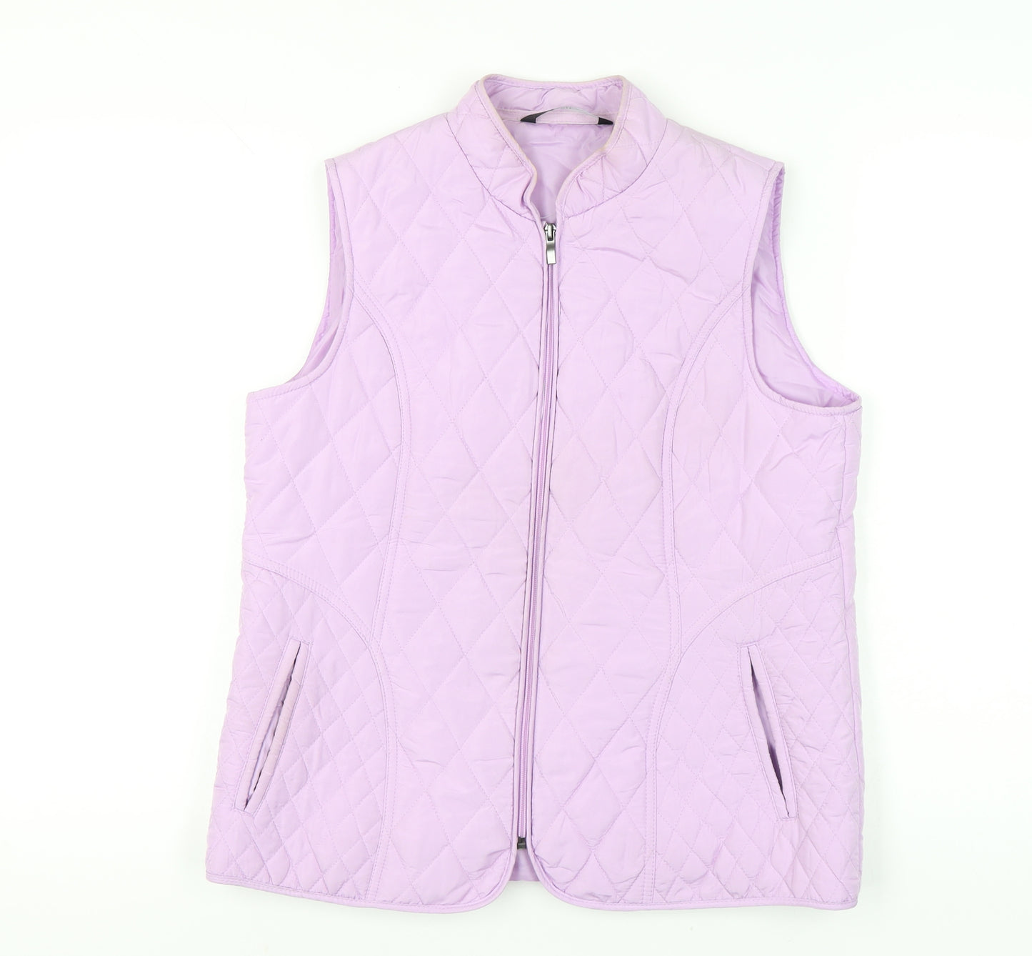 BM Casual Womens Purple Quilted Waistcoat Gilet Size 12 Zip Padded Vest
