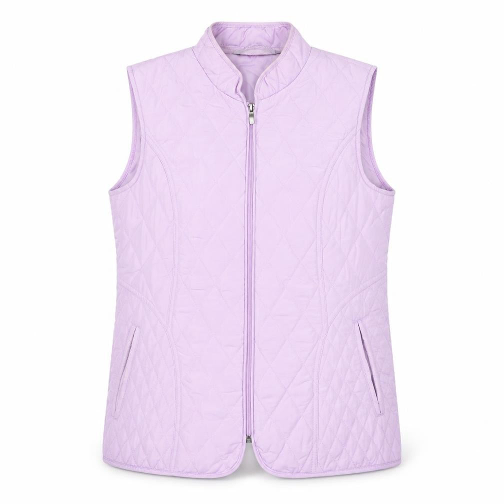 BM Casual Womens Purple Quilted Waistcoat Gilet Size 12 Zip Padded Vest
