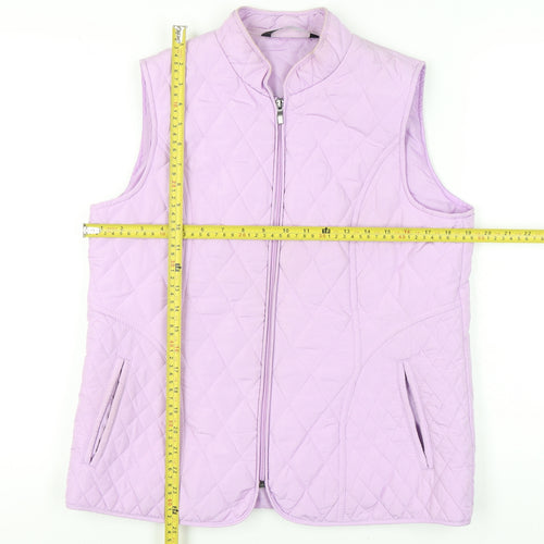 BM Casual Womens Purple Quilted Waistcoat Gilet Size 12 Zip Padded Vest