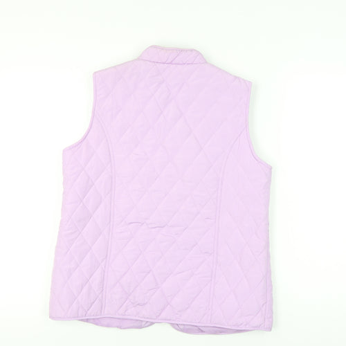 BM Casual Womens Purple Quilted Waistcoat Gilet Size 12 Zip Padded Vest