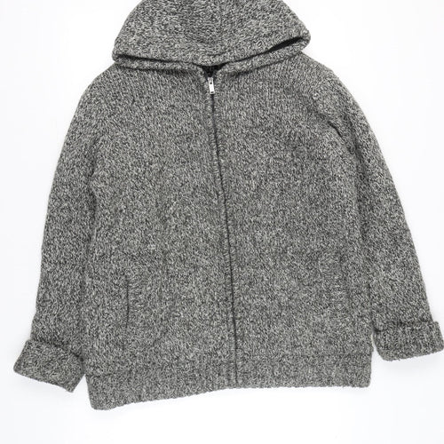 Peacocks Mens Grey Knit Hooded Full Zip Jacket XL