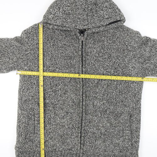 Peacocks Mens Grey Knit Hooded Full Zip Jacket XL