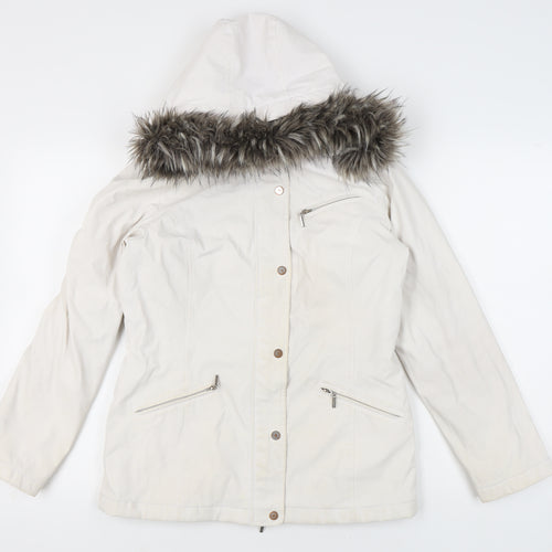 Weatherproof Womens White Small Mid-Length Hooded Parka Jacket