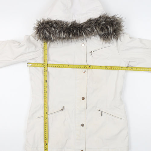 Weatherproof Womens White Small Mid-Length Hooded Parka Jacket