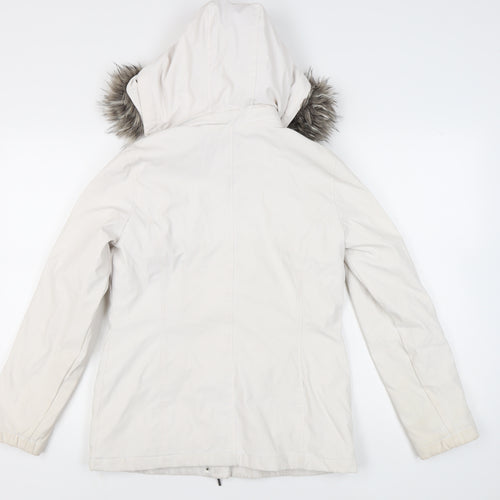 Weatherproof Womens White Small Mid-Length Hooded Parka Jacket