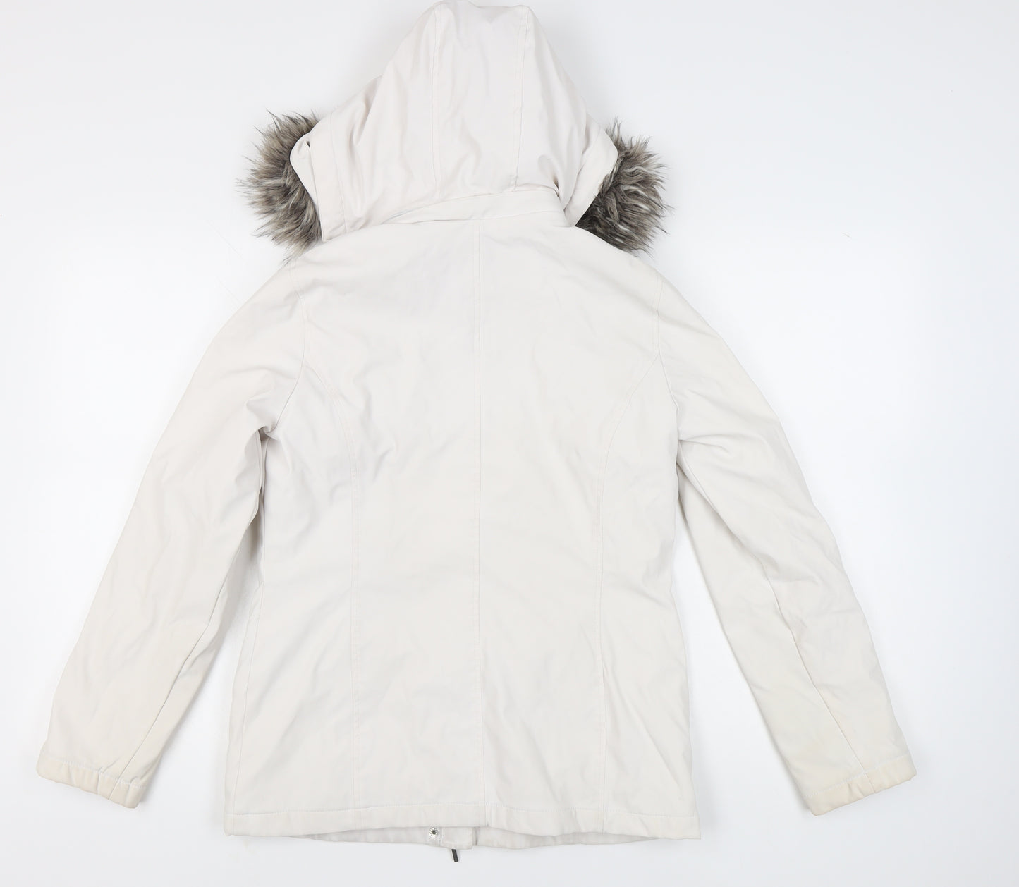 Weatherproof Womens White Small Mid-Length Hooded Parka Jacket