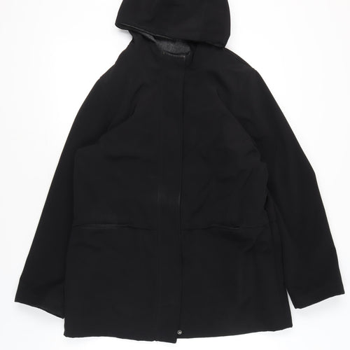 BHS Womens Black Polyester Hooded Parka Coat Size 14 Regular
