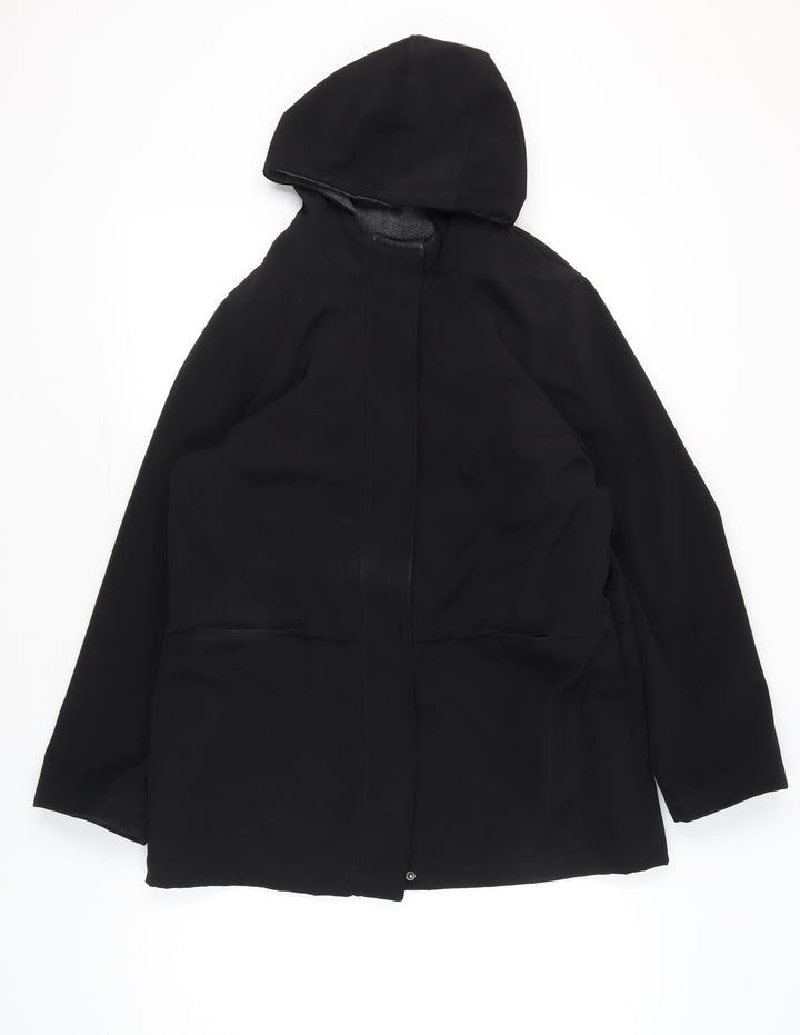 BHS Womens Black Polyester Hooded Parka Coat Size 14 Regular