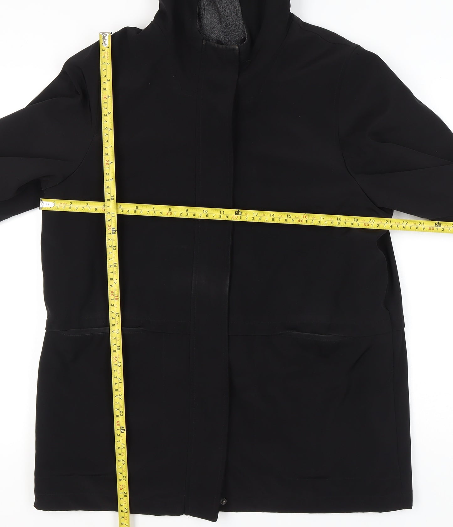 BHS Womens Black Polyester Hooded Parka Coat Size 14 Regular