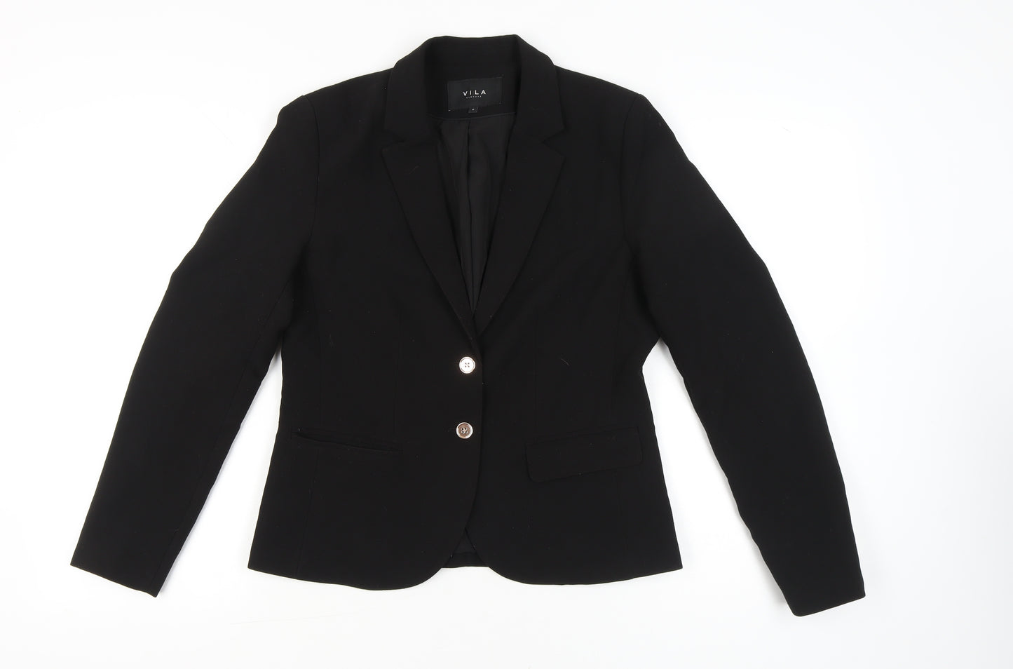 Vila Women’s Black Blazer Jacket Size M Notch Lapel Tailored Workwear