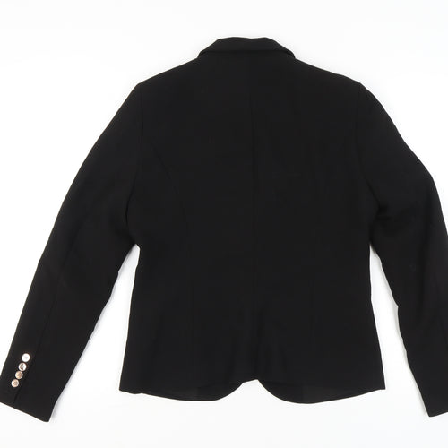 Vila Women’s Black Blazer Jacket Size M Notch Lapel Tailored Workwear