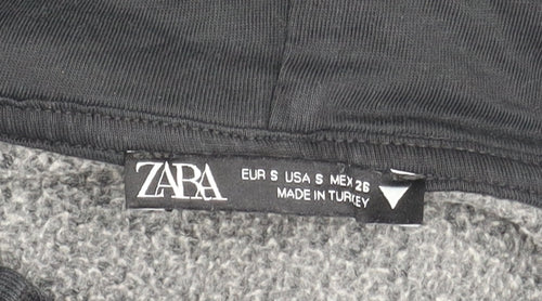Zara Women Black Hoodie Sweatshirt Size 8 Brooklyn 1980 Pullover