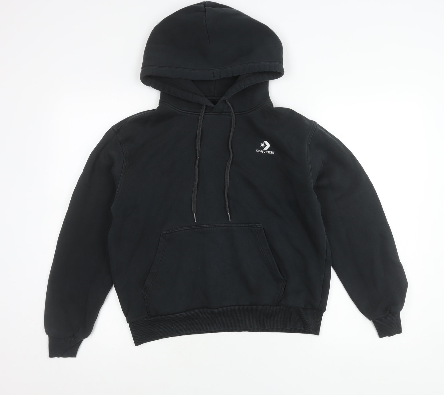 Converse Unisex Black Pullover Hoodie Small Logo Sweatshirt