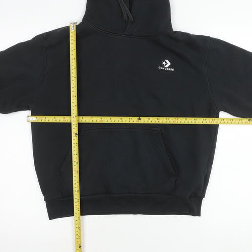 Converse Unisex Black Pullover Hoodie Small Logo Sweatshirt