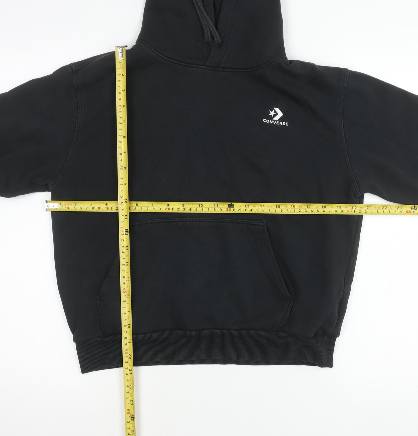 Converse Unisex Black Pullover Hoodie Small Logo Sweatshirt