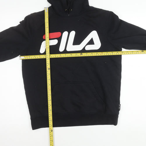 Fila Women’s Black Pullover Hoodie Size M UK 12 Cotton Blend Logo