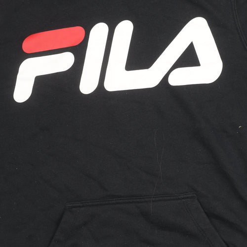 Fila Women’s Black Pullover Hoodie Size M UK 12 Cotton Blend Logo