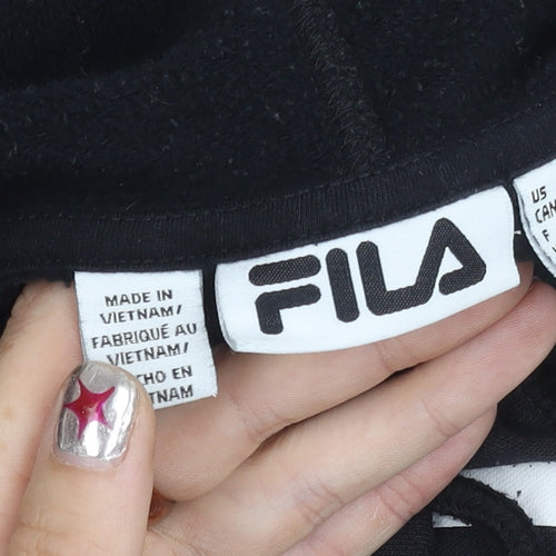 Fila Women’s Black Pullover Hoodie Size M UK 12 Cotton Blend Logo