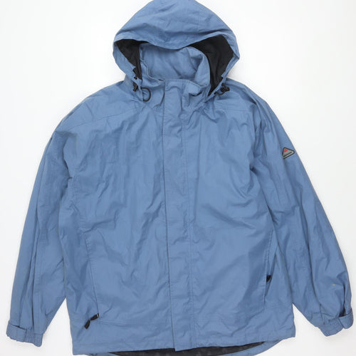 Wynnster Men’s Blue Hooded Rain Coat Jacket Large Outdoor Hiking