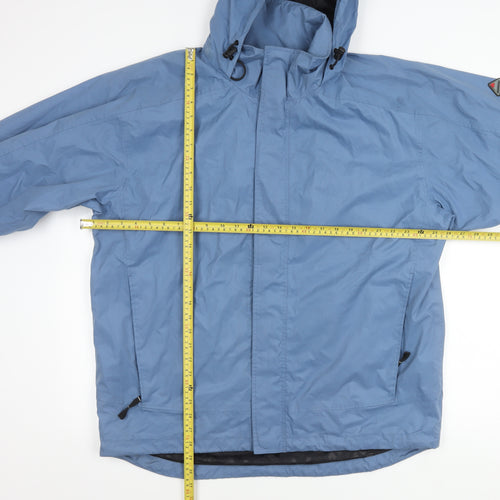 Wynnster Men’s Blue Hooded Rain Coat Jacket Large Outdoor Hiking