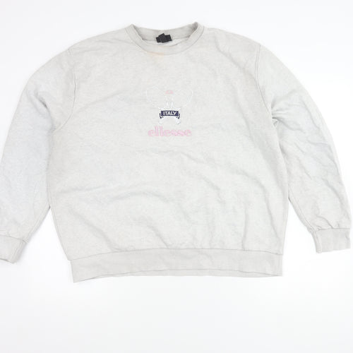 Ellesse Women’s Grey Sweatshirt UK 10 Pullover Crew Neck Cotton Blend