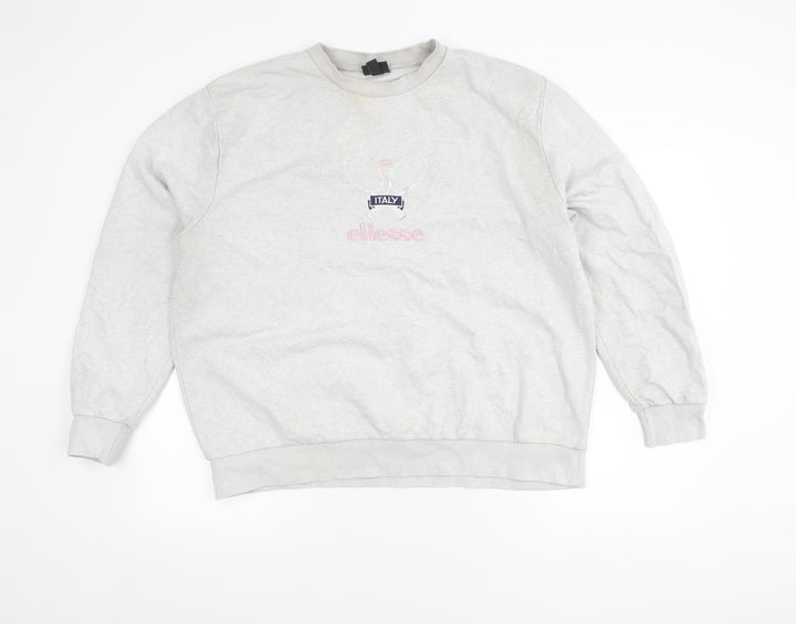Ellesse Women’s Grey Sweatshirt UK 10 Pullover Crew Neck Cotton Blend